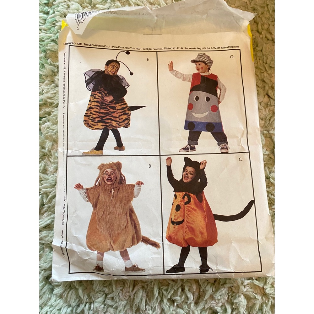 Vintage 1993 McCalls 6718 Pot Belly Babes Kids Costume Sewing Pattern Size 7-8 - Picture 2 of 6